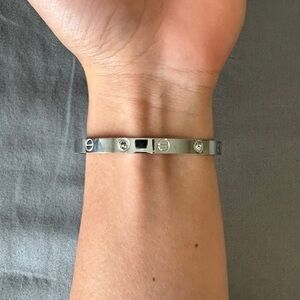 Beautiful Silver Love Studded Bracelet